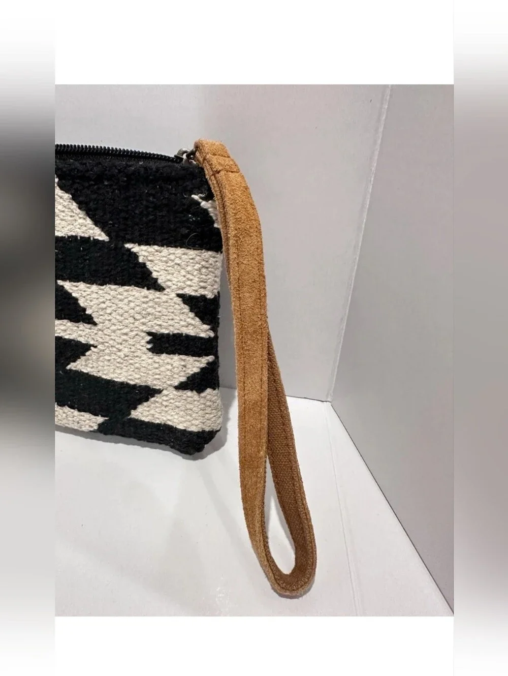 New Panache Beige  Aztec Wester Pattern Black White  Wristlet Purse Bag